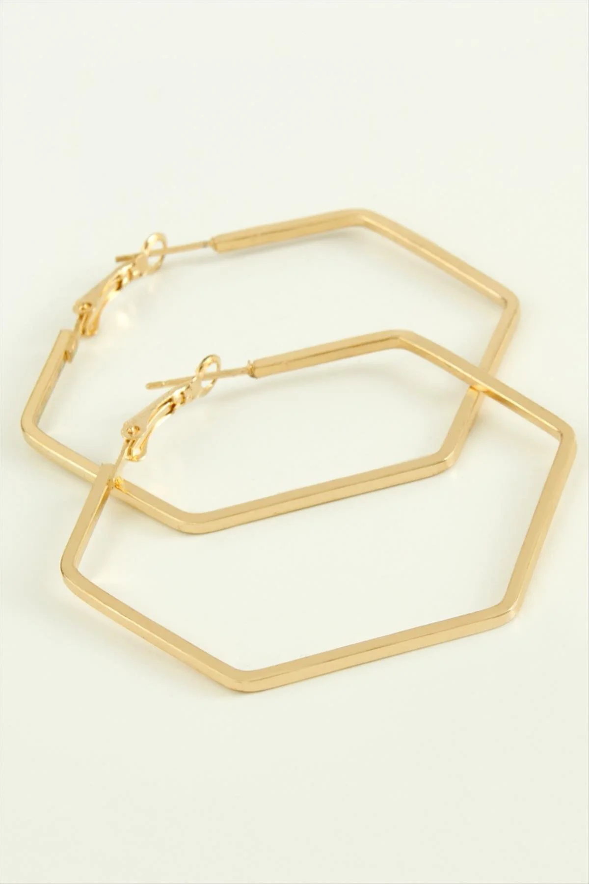 Beşgen Halka Küpe () 6 cm-Sarı