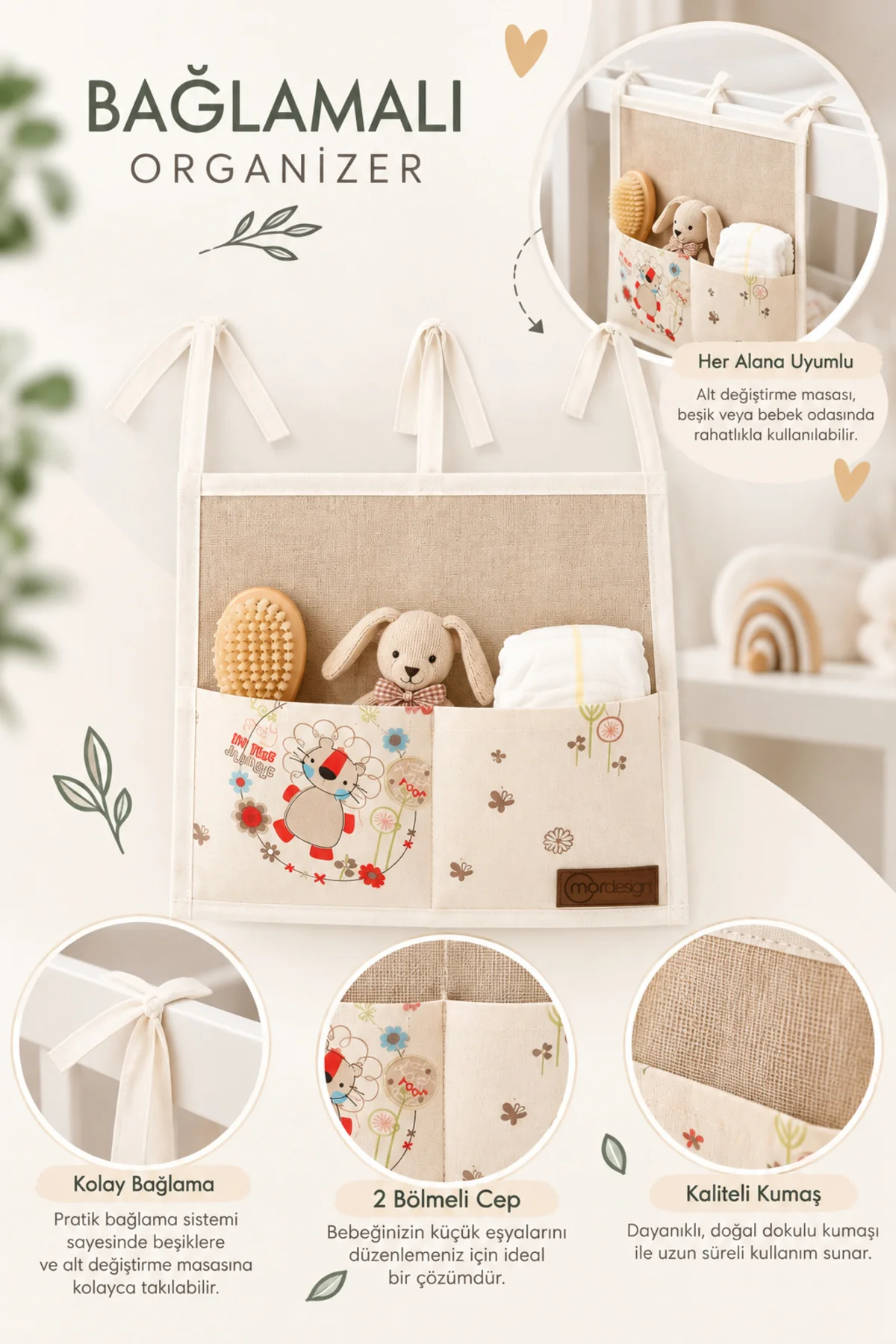 Beşik Kenarı Bağlamalı Organizer, Bebek Arabası Askılı Düzenleyici, Pratik Askı Stil Animal Seri Organizer Beşik Kenarı Bağlamalı Organizer, Bebek Arabası Askılı Düzenleyici, Pratik Askı Stil Animal Seri Organizer - Görsel 3