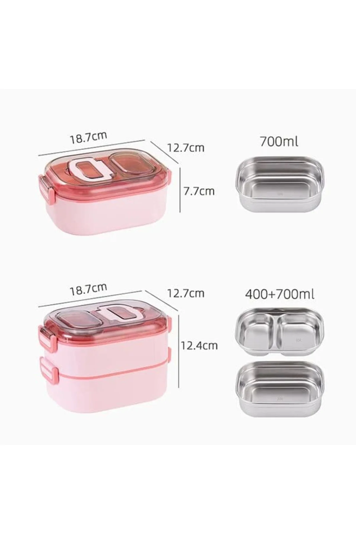 Beslenme Kutusu İki Katlı - Paslanmaz Çelik - 1000ml Yeni Nesi Se