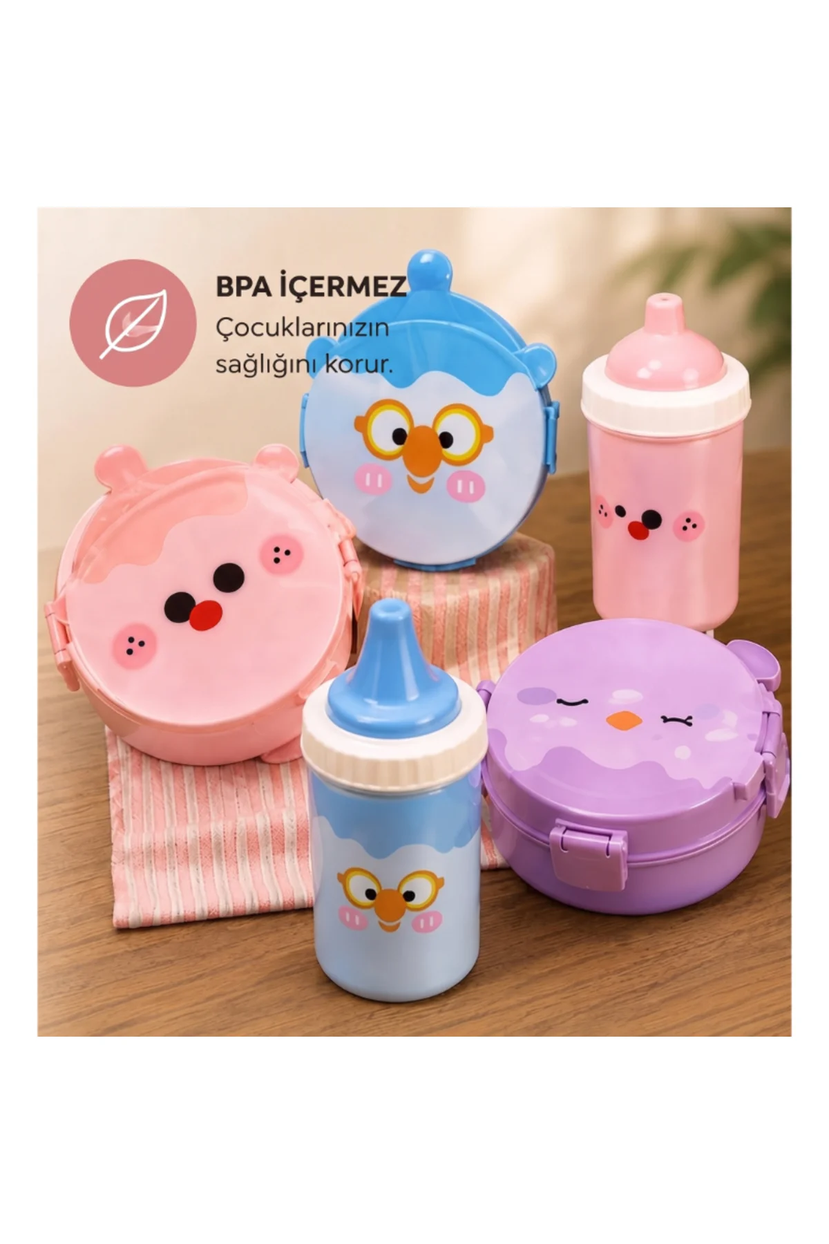 Beslenme ve Yemek Seti - Sızdırmaz Mataralı - 3 Bölmeli Kap - Görsel 5