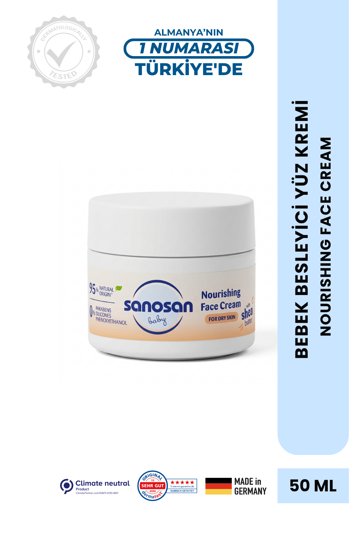 Besleyici Bebek Yüz Kremi 50 ml – Shea Yağı ve Panthenollü Kuru Cilt Bakım Kremi