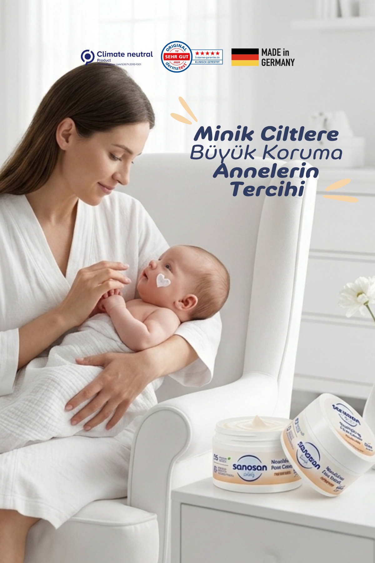 Besleyici Bebek Yüz Kremi 50 ml – Shea Yağı ve Panthenollü Kuru Cilt Bakım Kremi