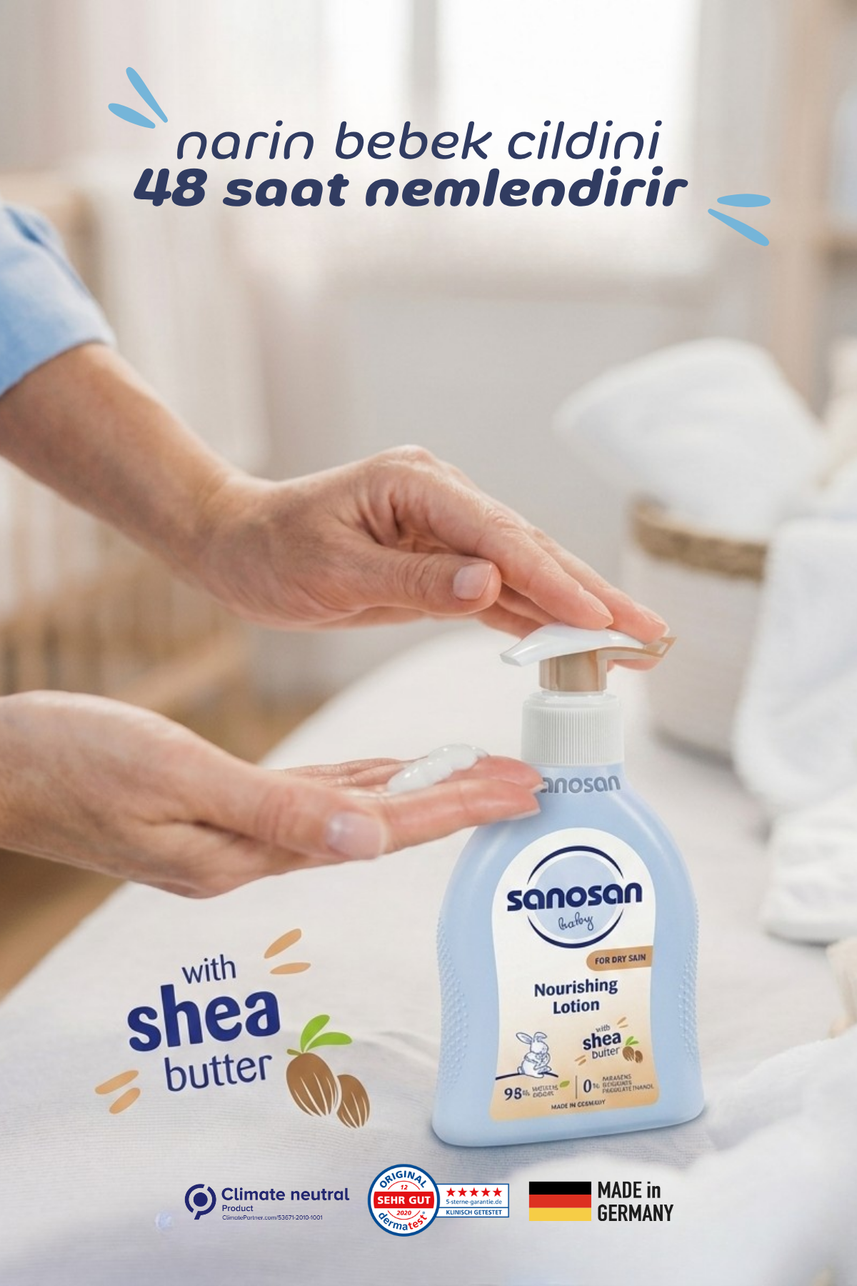 Besleyici Bebek Vücut Losyonu 200 ml – Shea Yağı ve Panthenollü Kuru Cilt Bakımı Besleyici Bebek Vücut Losyonu 200 ml – Shea Yağı ve Panthenollü Kuru Cilt Bakımı