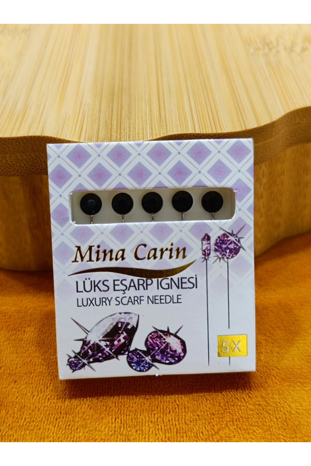 Monalisa Home Beşli Lüks Siyah Parlak Eşarp İğnesi