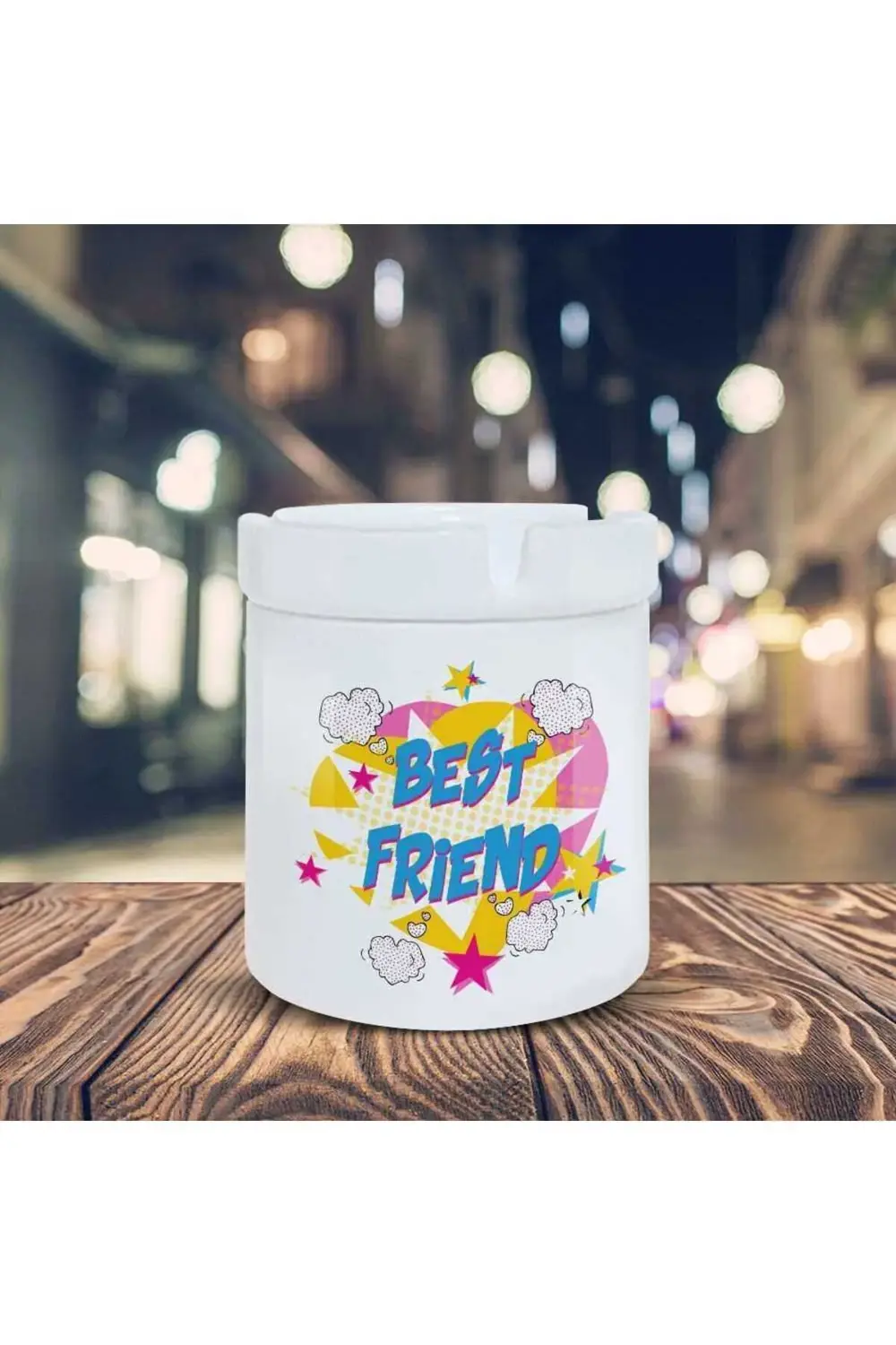 Best Friend Yazılı Küllük Pop Art Baskılı Kül Tablası K-112