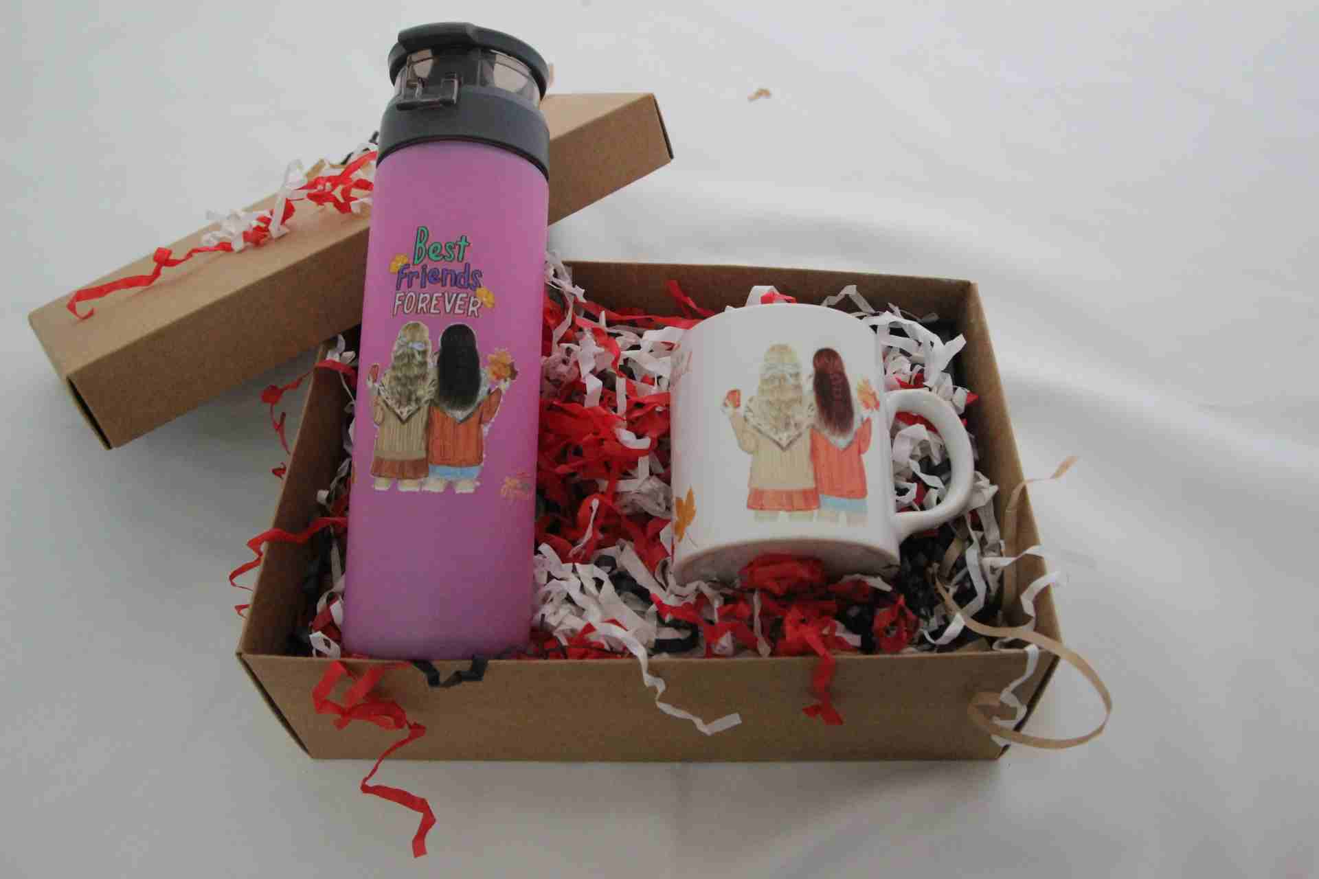 İhtiyaçavm Best Friends Temalı Hediye Kutusu - Termos Ve Baskılı Kupa Bardak Hediye Seti