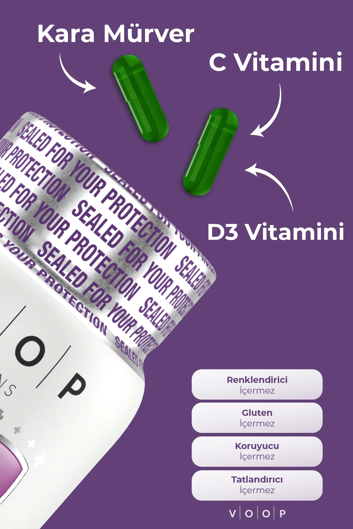 Beta Glukan Kara Mürver, C Vitamini, Çinko Bitkisel Vegan 30 Kapsül