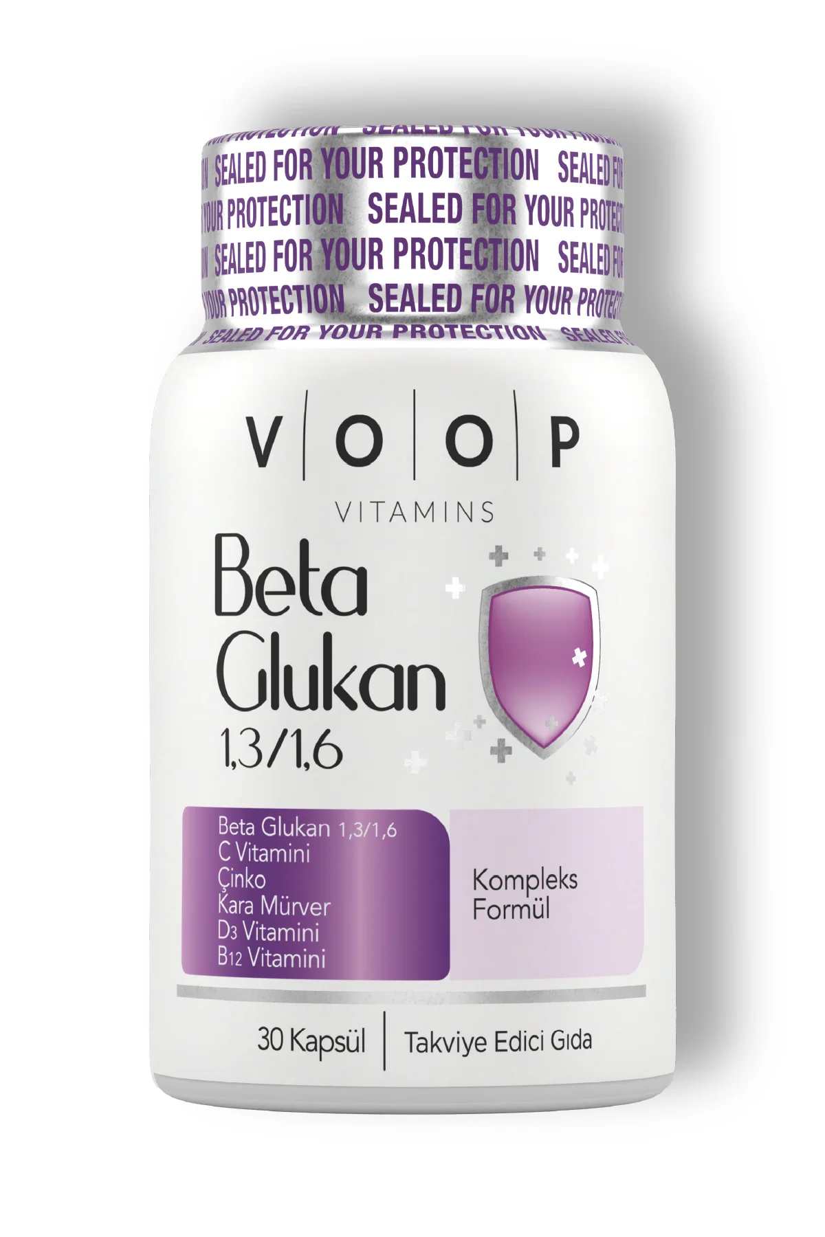 Beta Glukan Kara Mürver, C Vitamini, Çinko Bitkisel Vegan 30 Kapsül