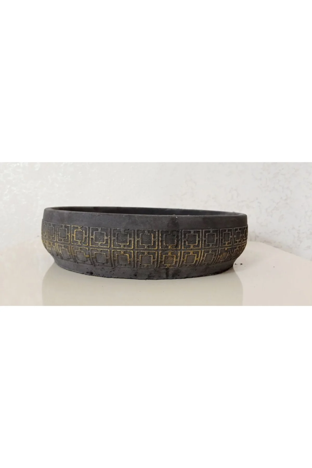 Beton Aranjman ve Bonsai Saksısı Ağız Çap 25-30 cm çap Antrasit G