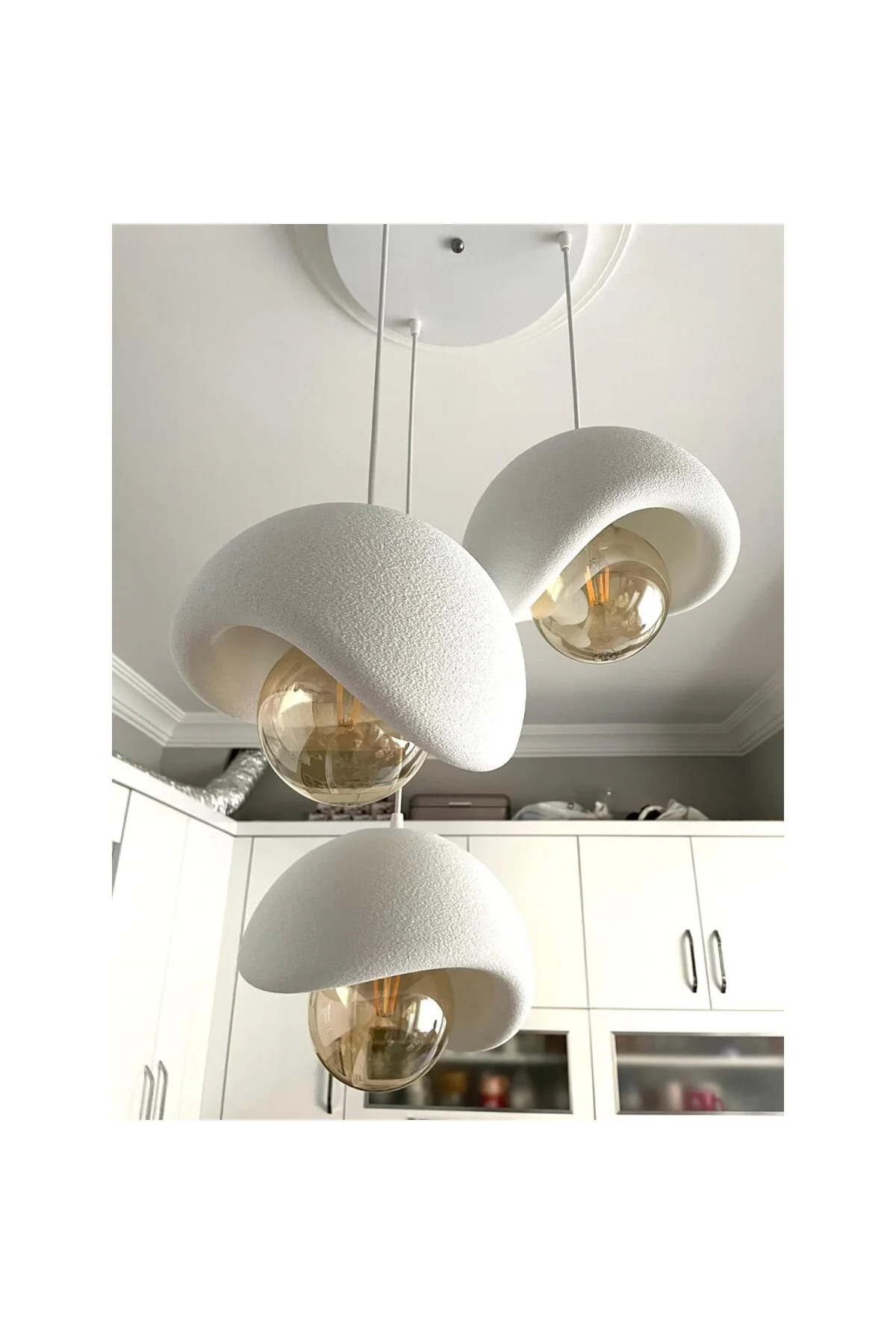 Beton Görünümlü Modern Şık İskandinav Tarz 3 Başlıklı Avize (25cm