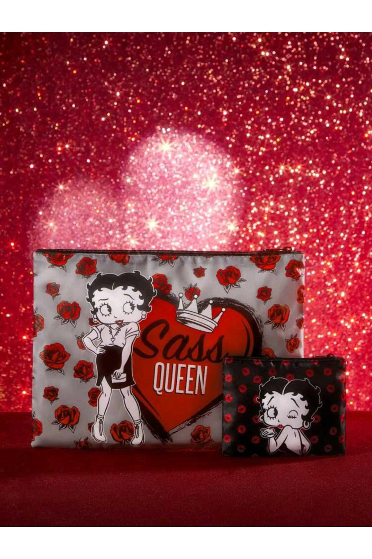 Betty Boop 2'li Organizer Makyaj Seyahat Çantası