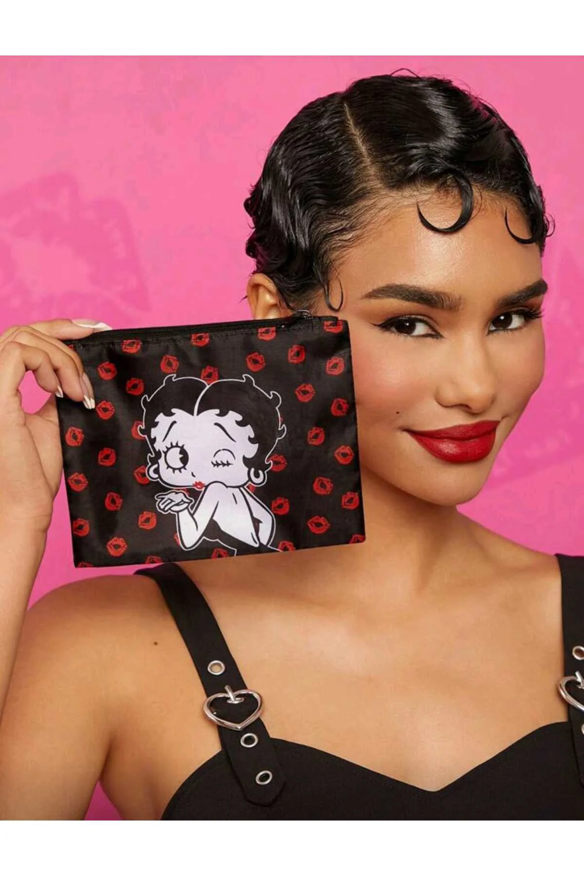 Betty Boop 2'li Organizer Makyaj Seyahat Çantası