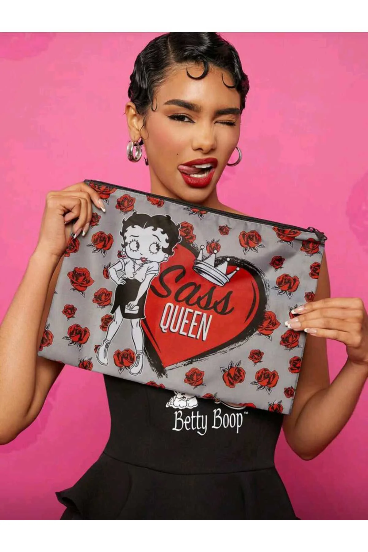 Betty Boop 2'li Organizer Makyaj Seyahat Çantası
