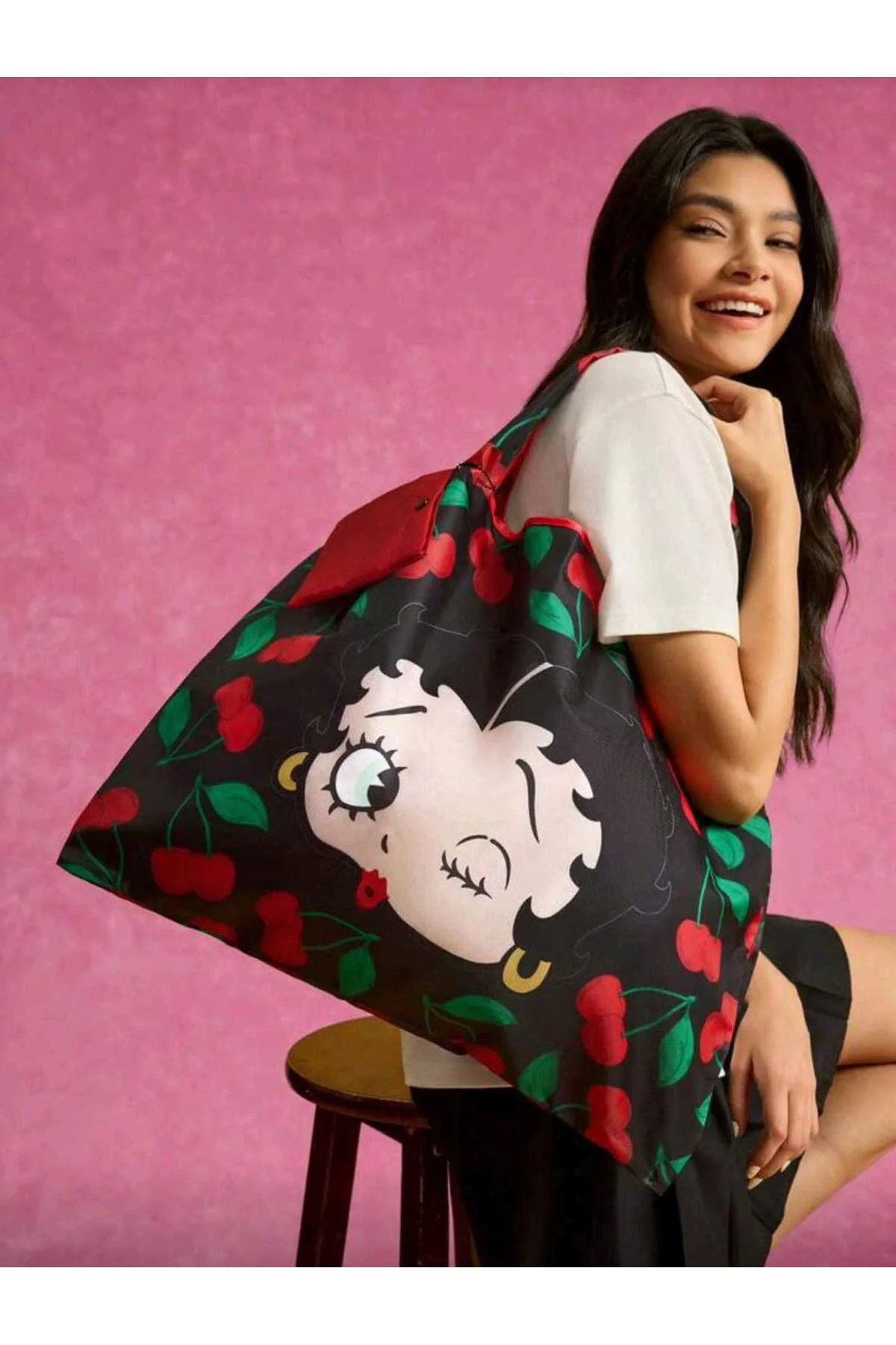 Betty Boop Katlanabilir Alışveriş Çantası