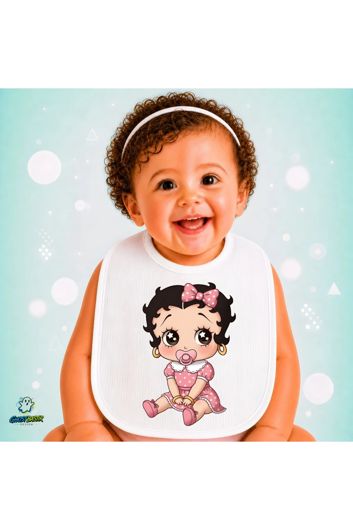 Betty Boop Keten Bebek Mama Önlüğü – Yumuşak, Emici, Yıkanabilir, Özel Tasarım P013