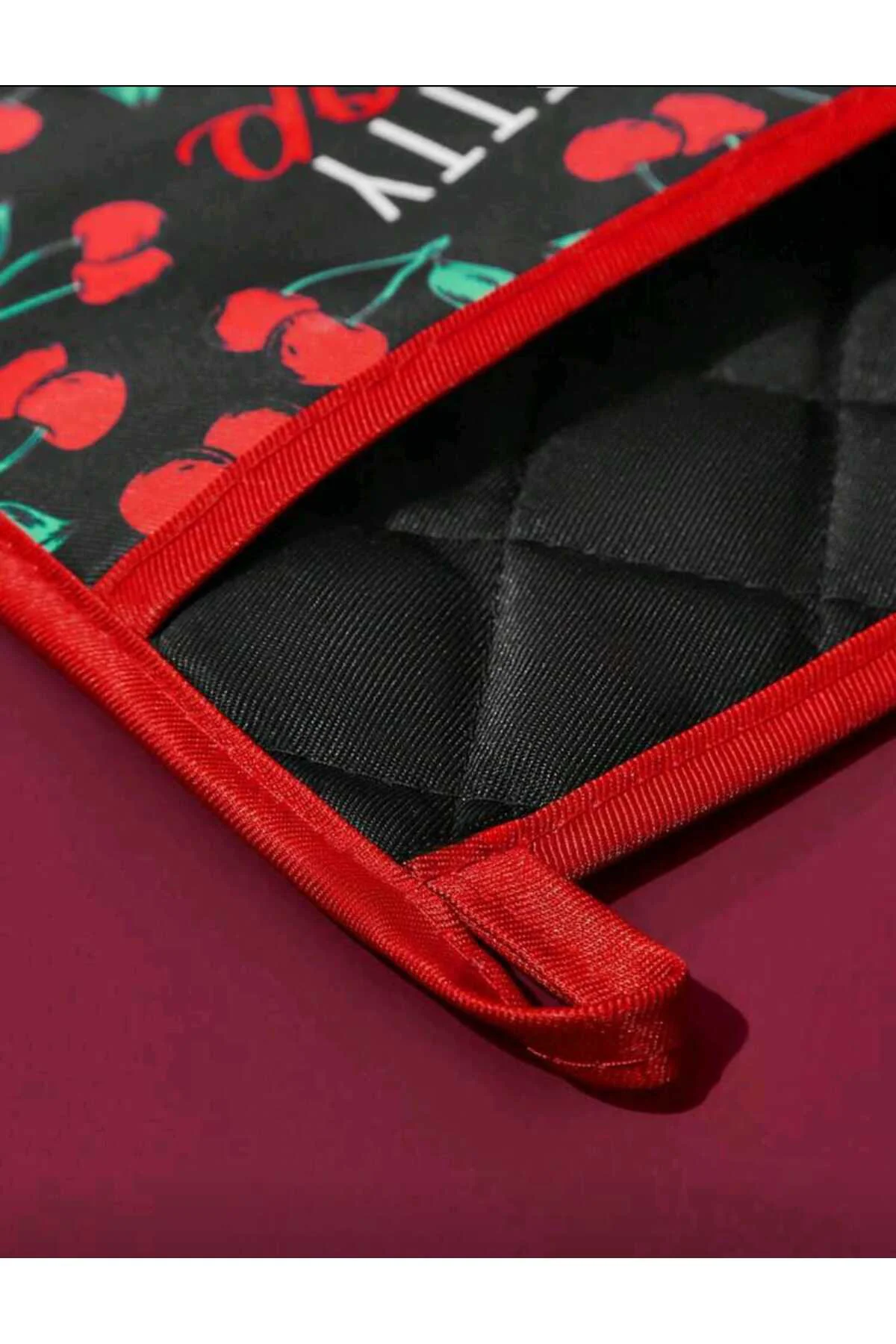 Betty Boop Kirazlı Kırmızı 2 'li Mutfak Fırın Eldiveni Seti