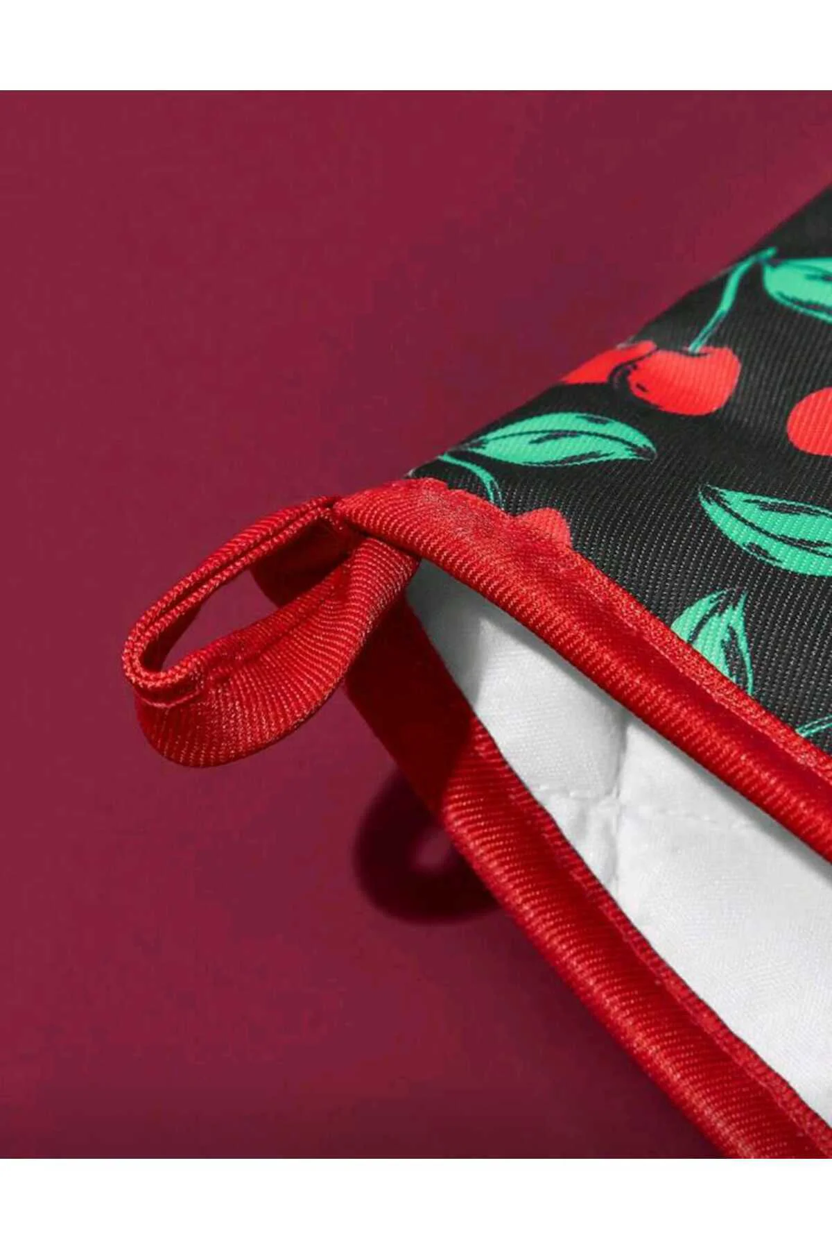 Betty Boop Kirazlı Kırmızı 2 'li Mutfak Fırın Eldiveni Seti