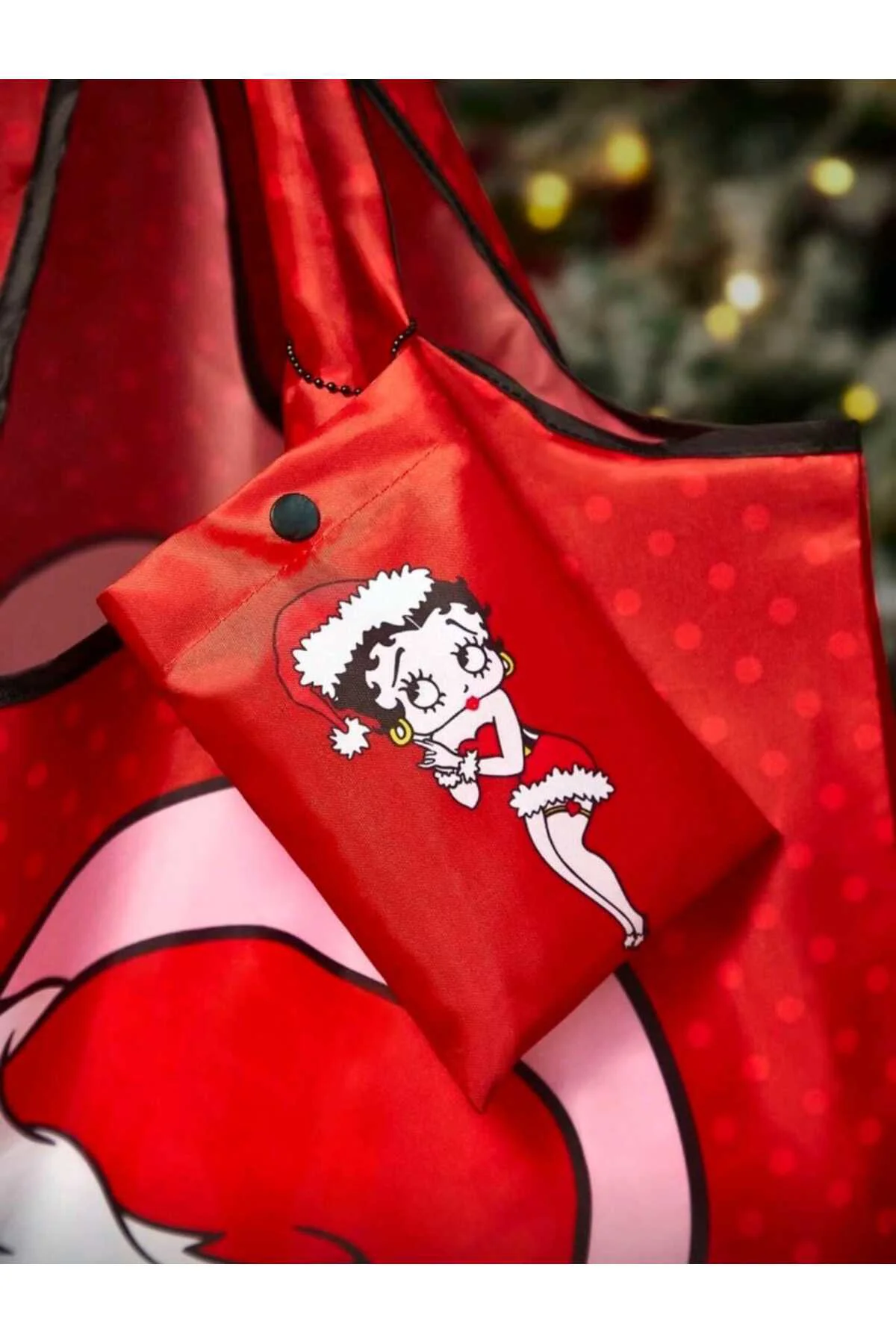 Betty Boop Kırmızı Katlanabilir Alışveriş Çantası