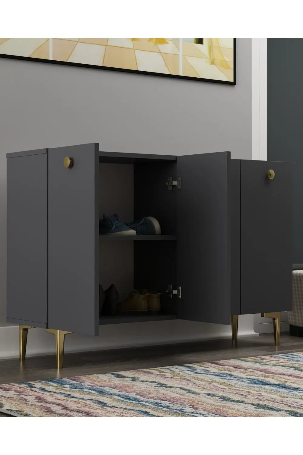 BETTYCT AYAKKABILIK ANTRASİT-ANTRASİT-ALTIN