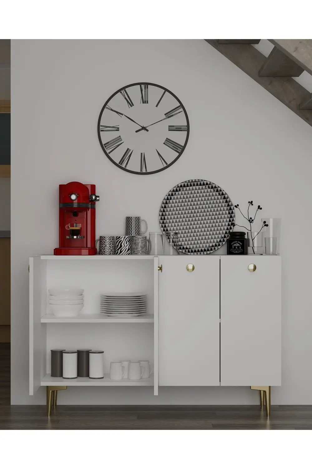 BETTYCT MUTFAK KİLER DOLABI BEYAZ-BEYAZ-ALTIN