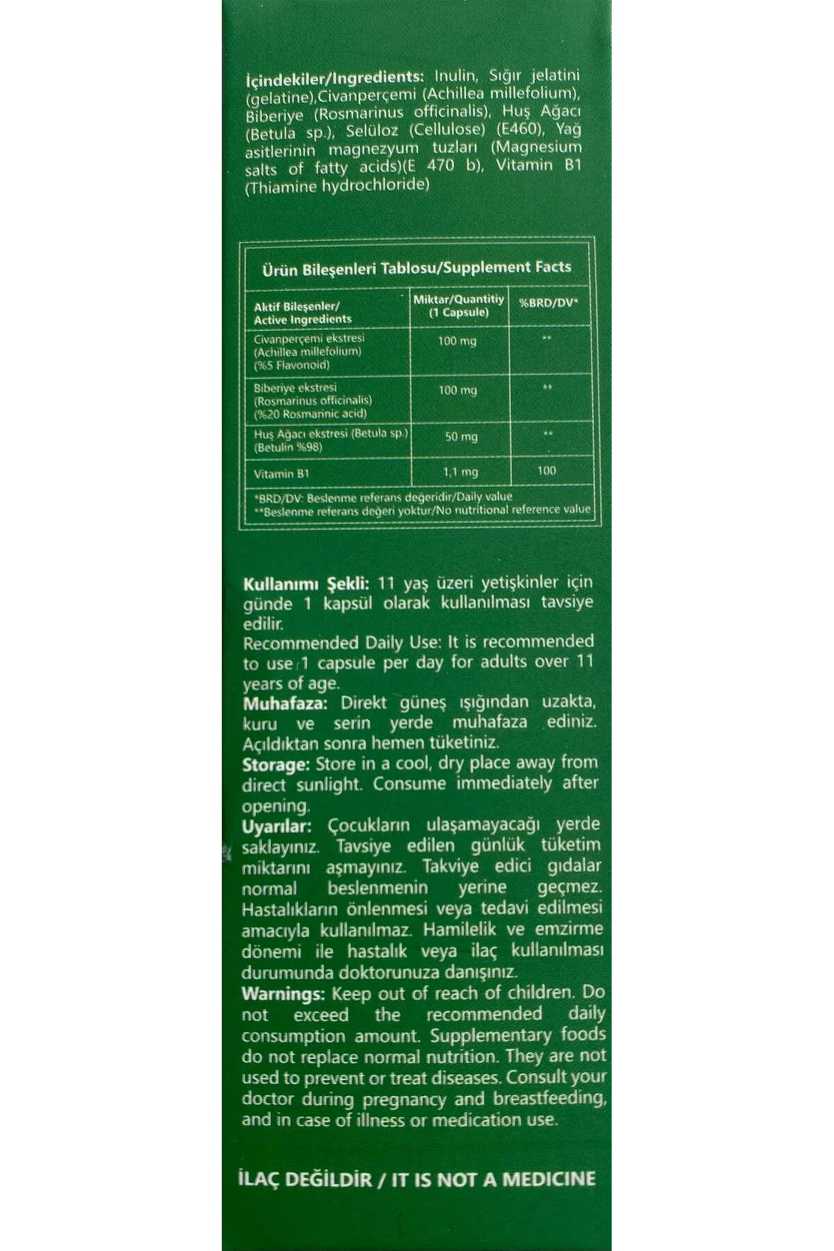 Betula Huş Ağacı Özü Betulin Civan Perçemi Biberiye B1 Vitamini 3