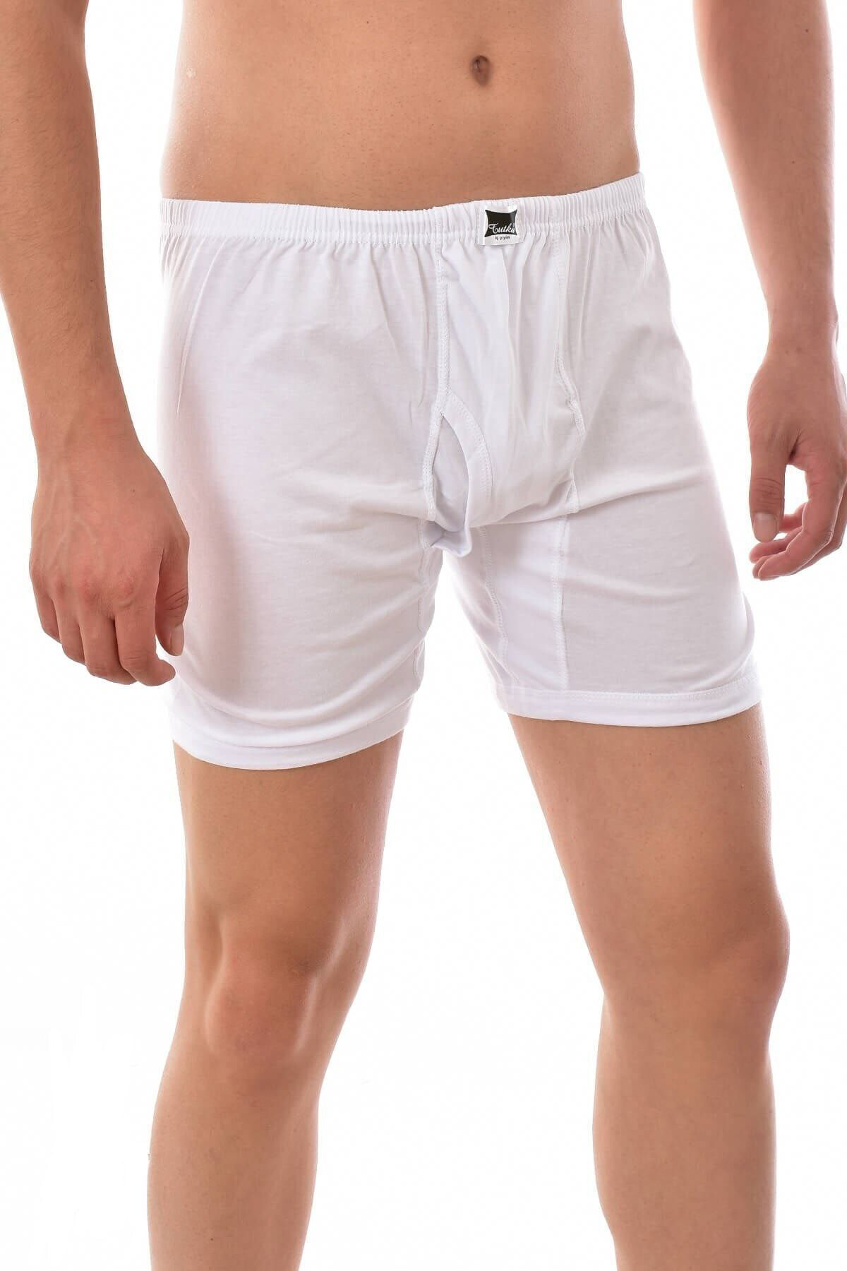 Tutku Beyaz 12 Adet 0110 Erkek Paçalı Boxer