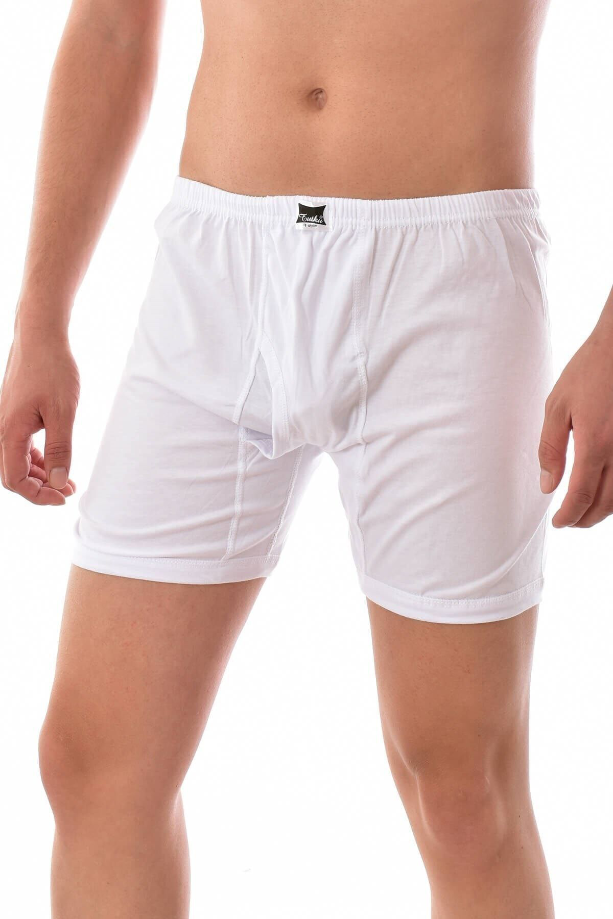 Tutku Beyaz 12 Adet 0110 Erkek Paçalı Boxer