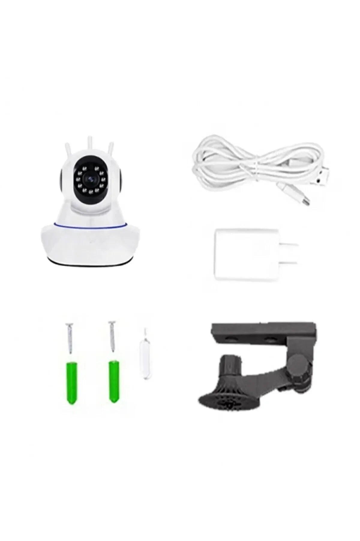 Beyaz 360° wifi ip güvenlik kamera gece görüşlü sensörlü SD kart destekli HD kayıt H.264