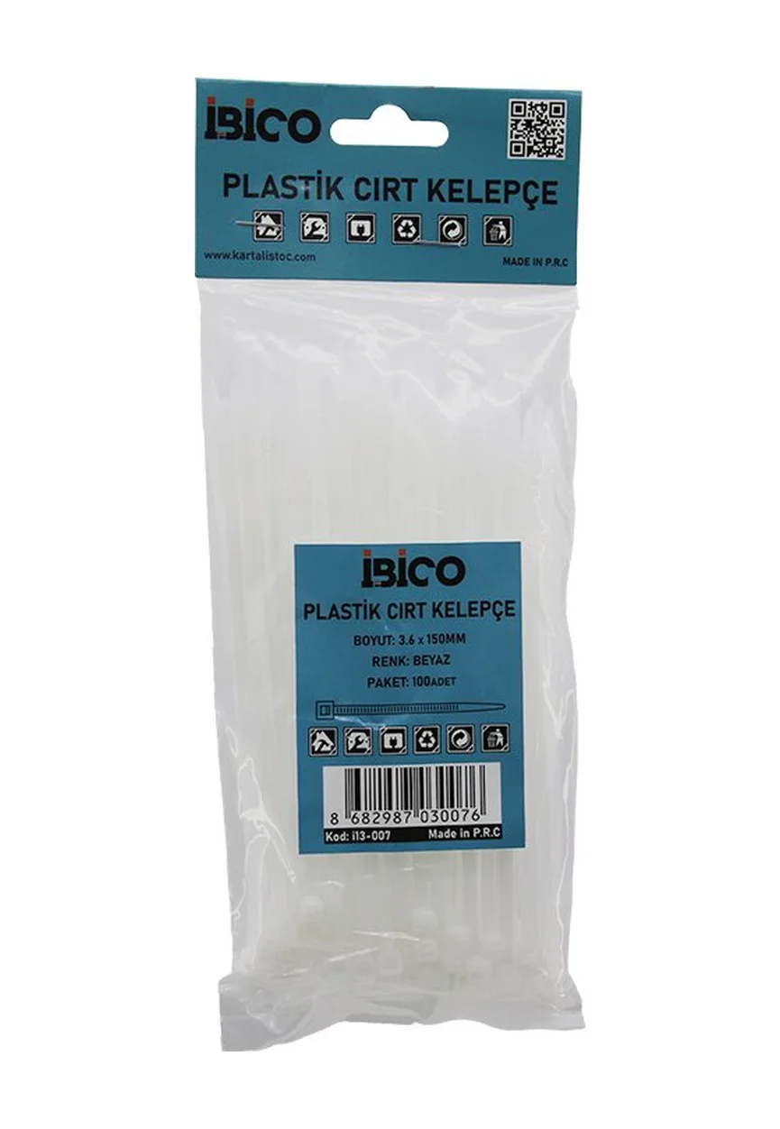 Beyaz 3.6x150mm Plastik Cırt Kelepçe 100pcs 5224