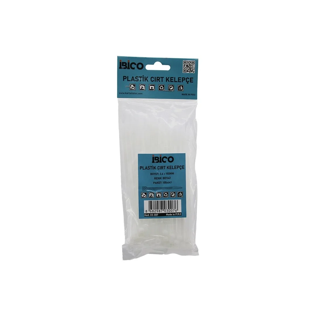 Beyaz   3.6x150mm  Plastik Cırt Kelepçe  100pcs Bx40 Fiyatı, Yorumları ve Özellikleri