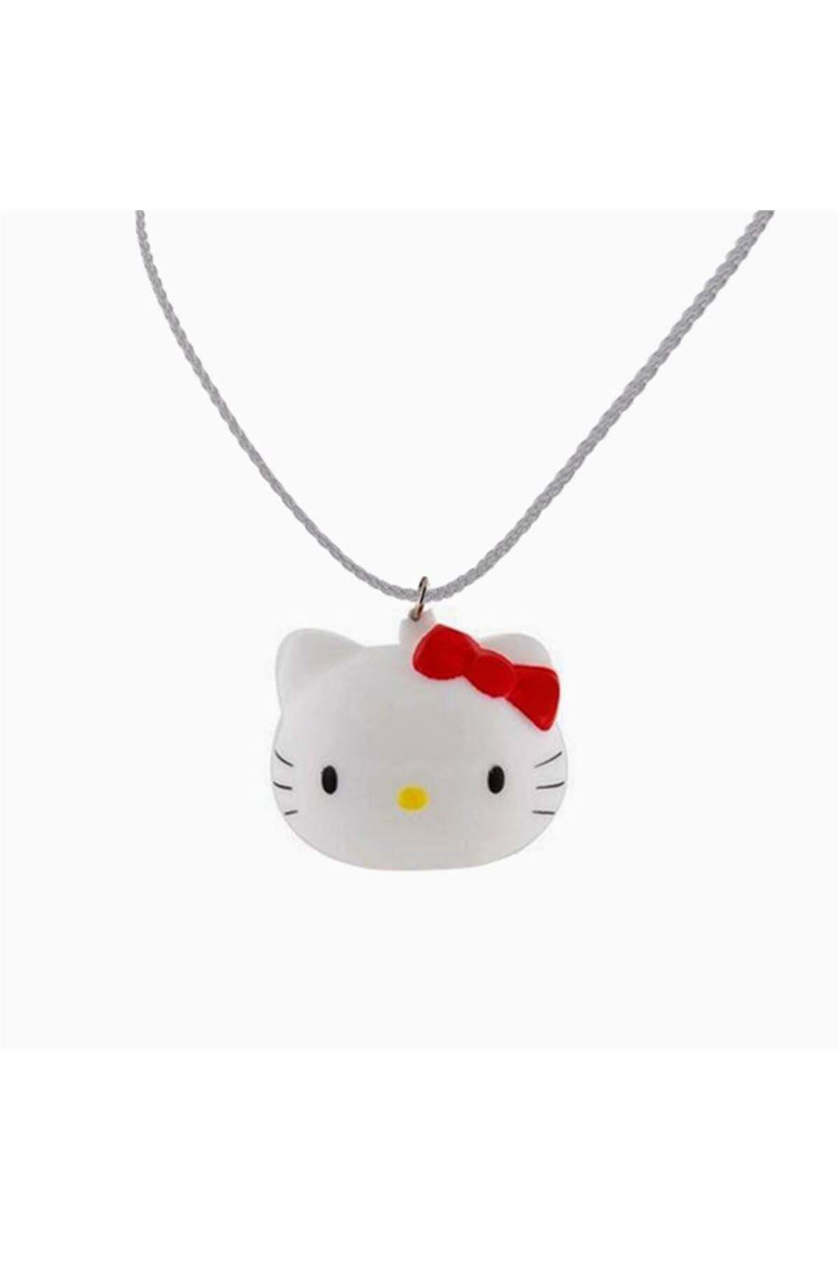 Beyaz 3D Hello Kitty Head Kolye