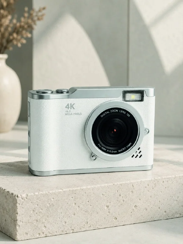 Beyaz 4K Video Kayıtlı 48 MP Dijital Fotoğraf Makinesi Otomatik Odaklama