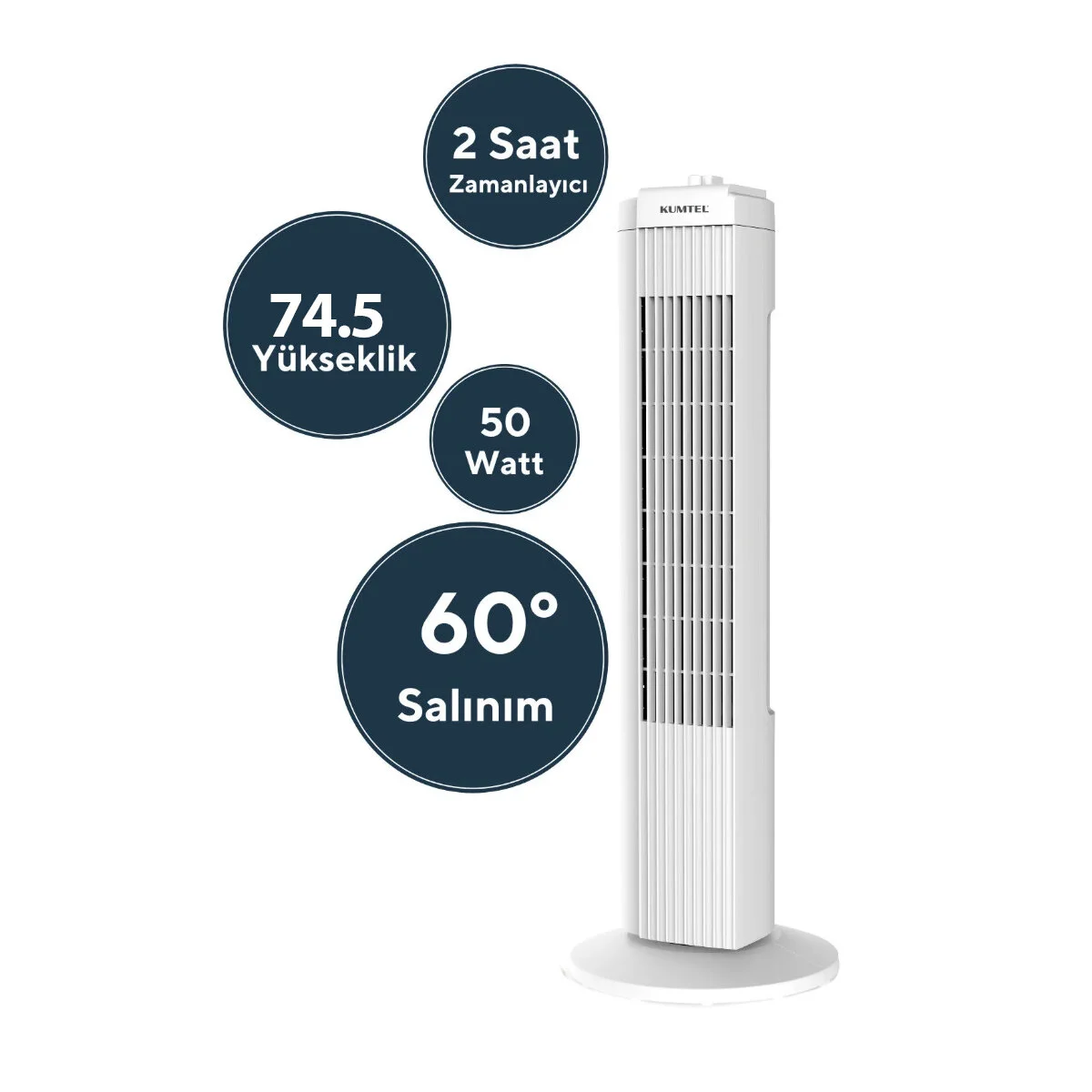 BEYAZ 50W 3 KADEME - ZAMANLAYICI KULE TİPİ VANTİLATÖR KTF-258W (4