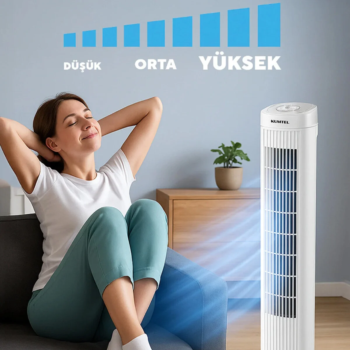 BEYAZ 50W 3 KADEME - ZAMANLAYICI KULE TİPİ VANTİLATÖR KTF-258W (4