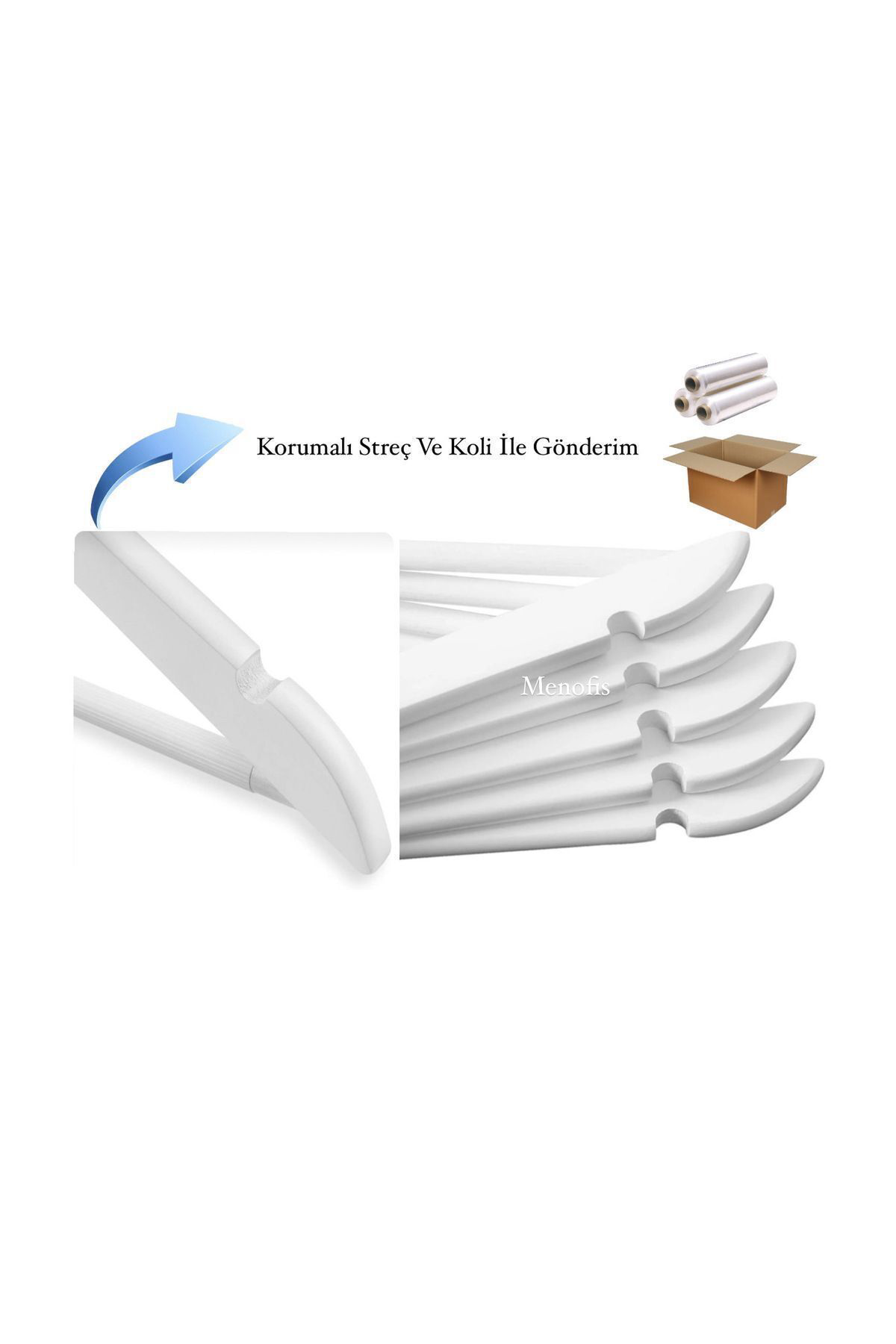 Otel Bukleti Beyaz Ahşap Görünümlü Premium Özel Amerikan Kancalı Askı 12 Adet