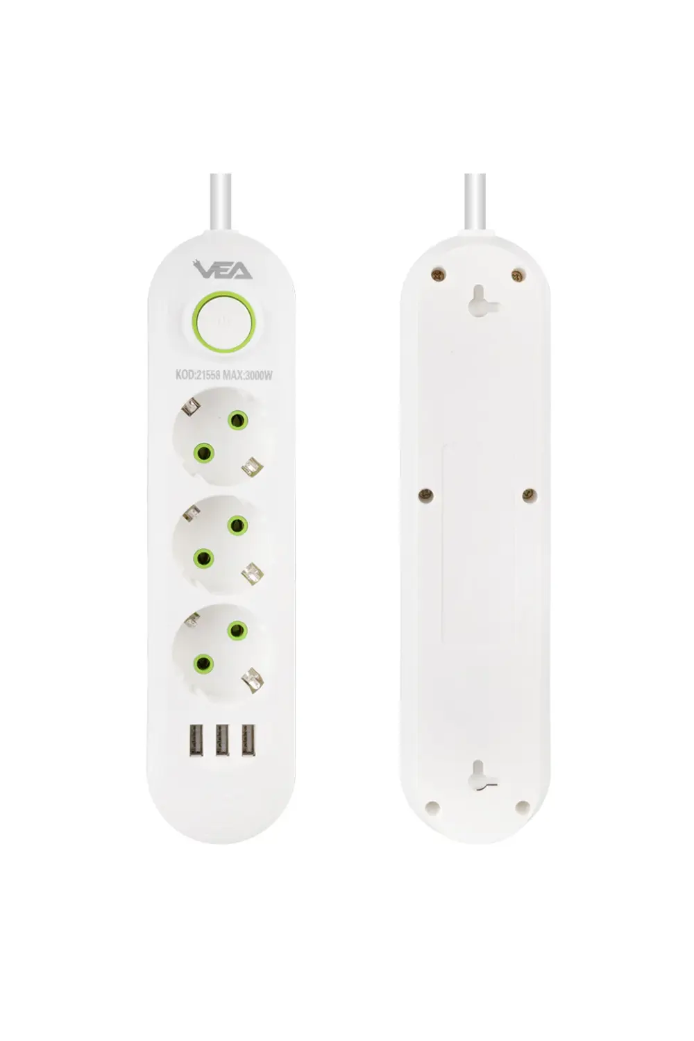 Beyaz Akım Korumalı 3 Lü Priz KPF65-41J3L