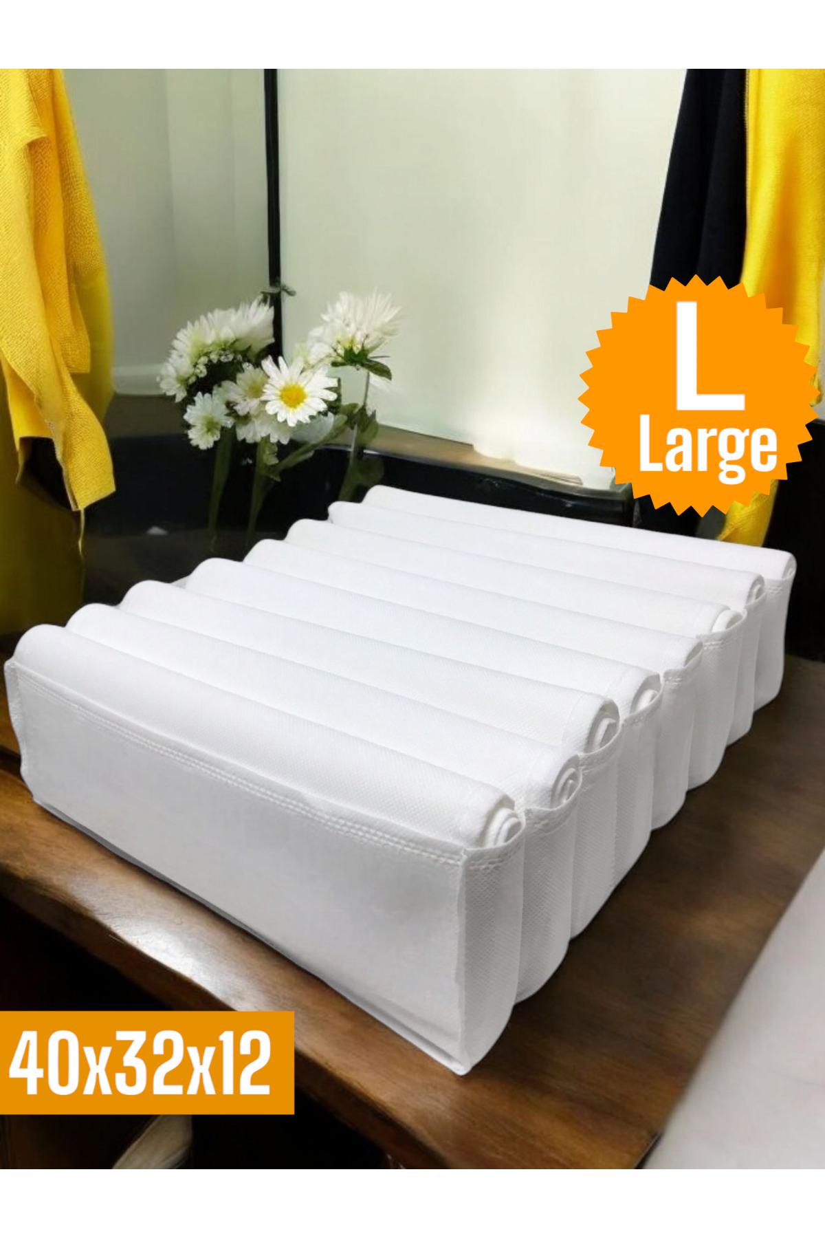 Beyaz Akordiyon Tipi Large 8 Gözlü Çekmece İçi Düzenleyici Dolap 