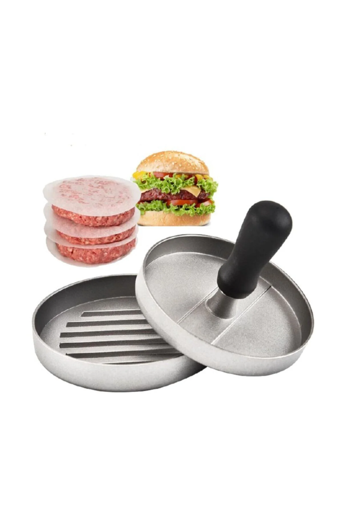 Beyaz Alüminyum Hamburger Press