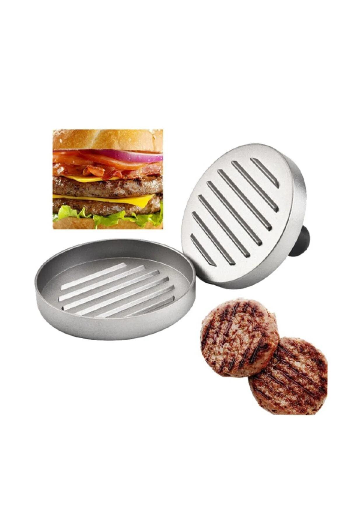 Beyaz Alüminyum Hamburger Press