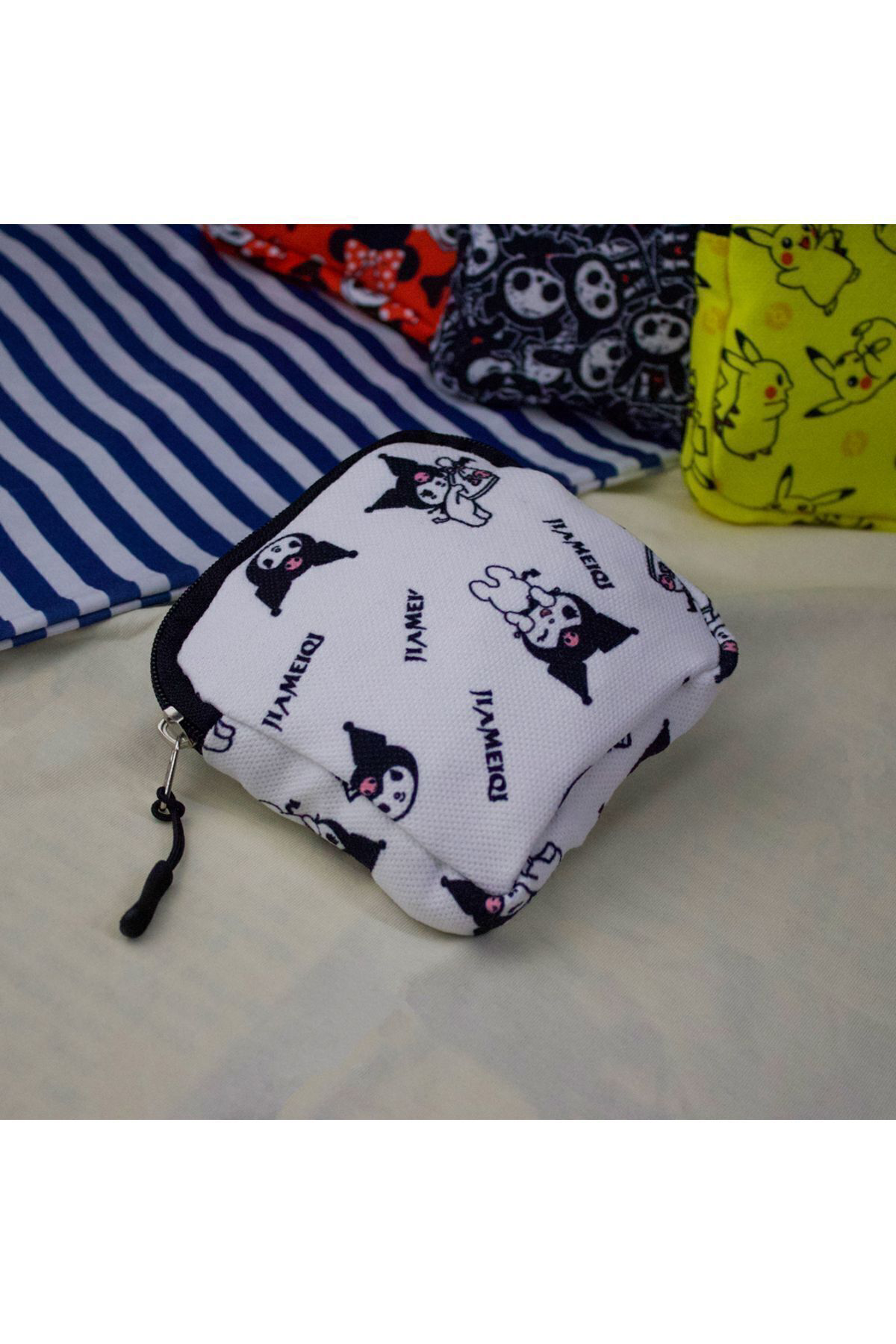 Beyaz Anime Kuromi Packet Kolaj Makyaj Çantası
