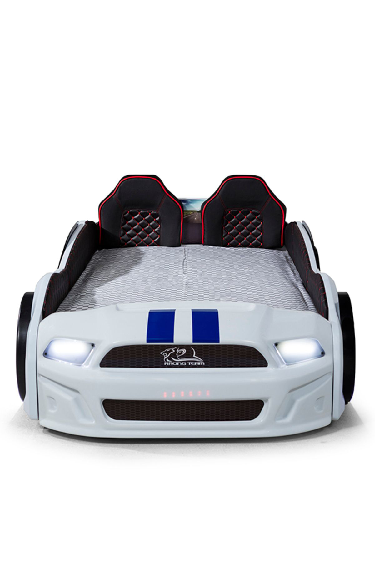 Ferramini Beyaz Arabalı Yatak Kapıları Açılan Mustang Full Ledli Kumandalı 