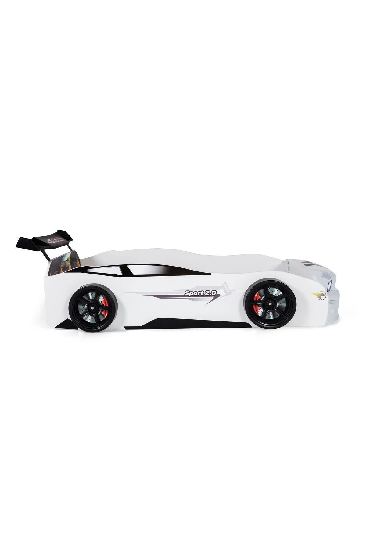 Beyaz Arabalı Yatak Sport Mst Işıklı Baza Ortopedik Yatak