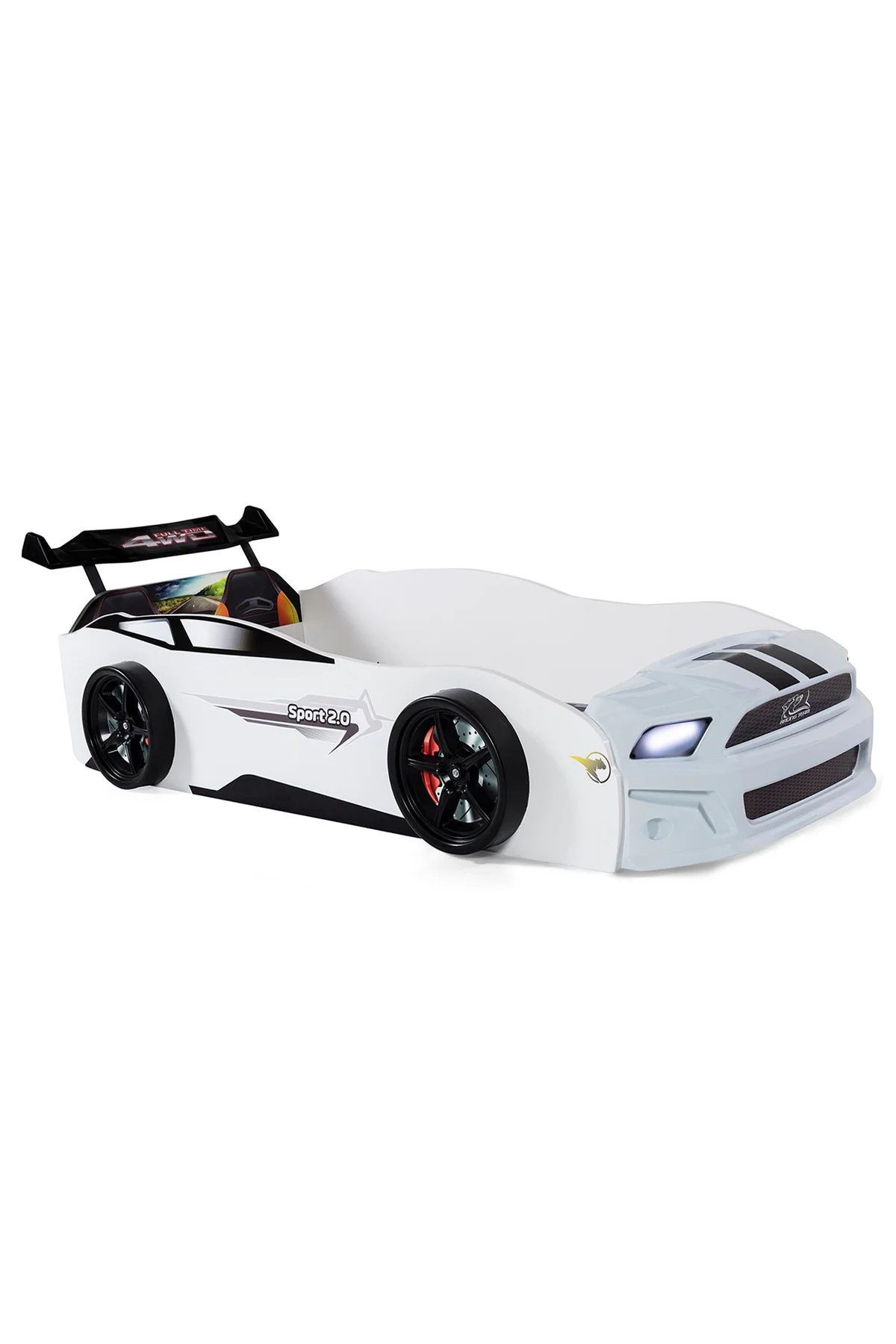 Beyaz Arabalı Yatak Sport Mst Işıklı +Otopedik Yatak