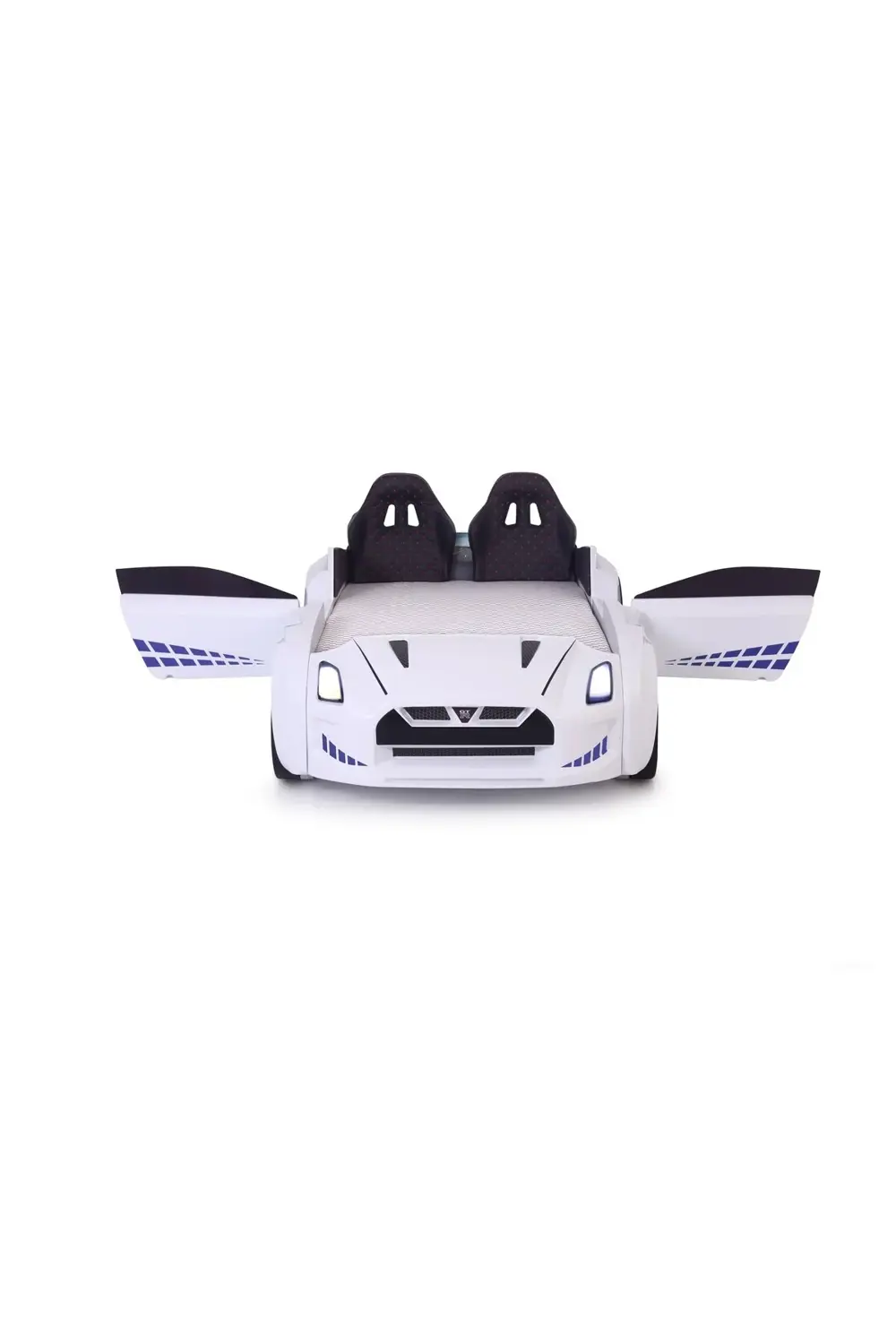 Beyaz Arabalı Yatak Kapıları Açılan GTR Full Ledli Kumandalı ve M