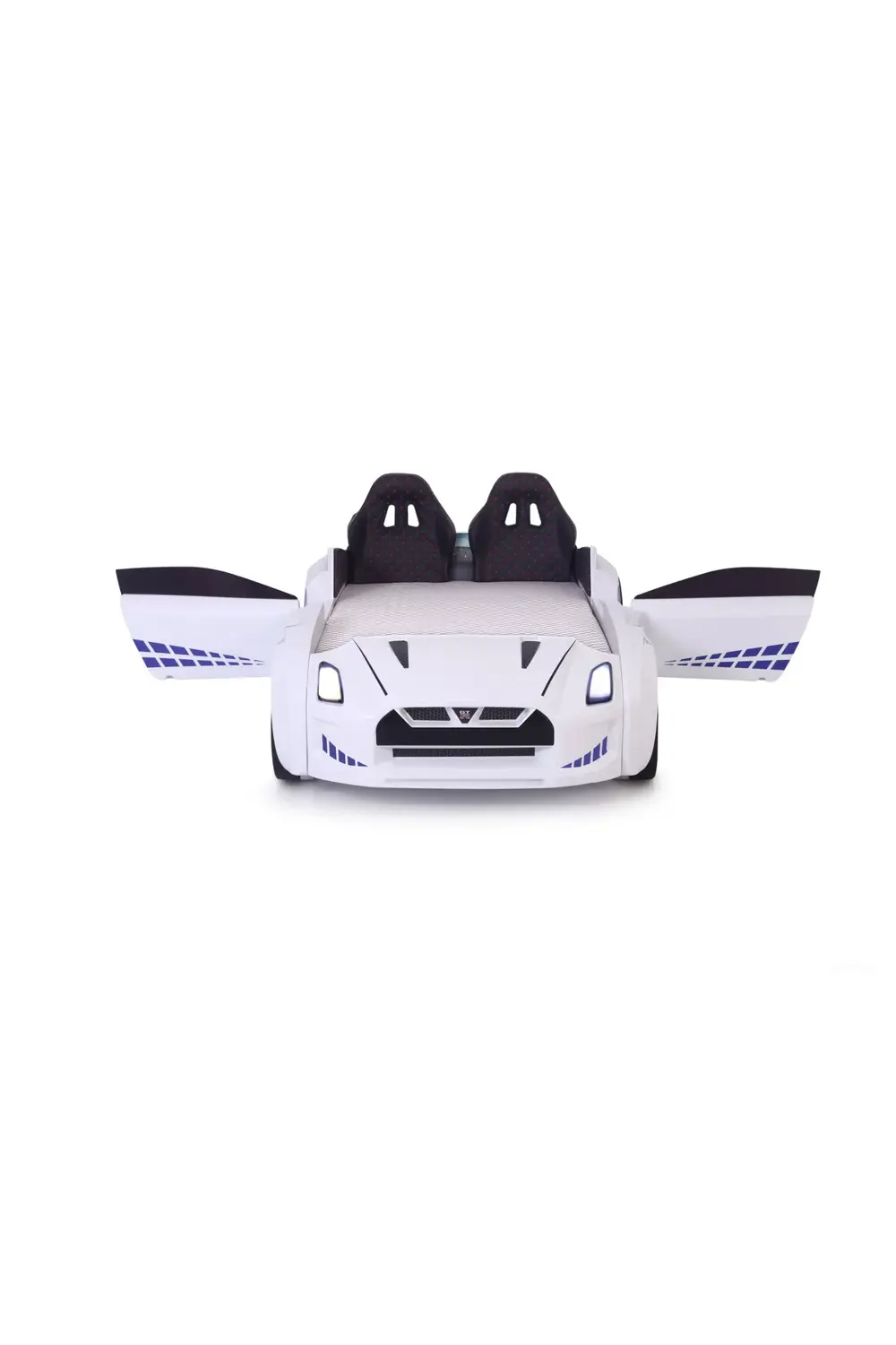 Beyaz Arabalı Yatak Kapıları Açılan GTR Full Ledli Kumandalı ve M