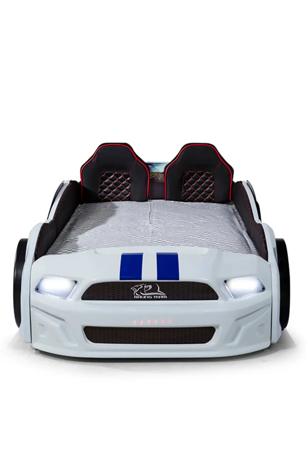 Beyaz Arabalı Yatak Kapıları Açılan Mustang Full Ledli Kumandalı