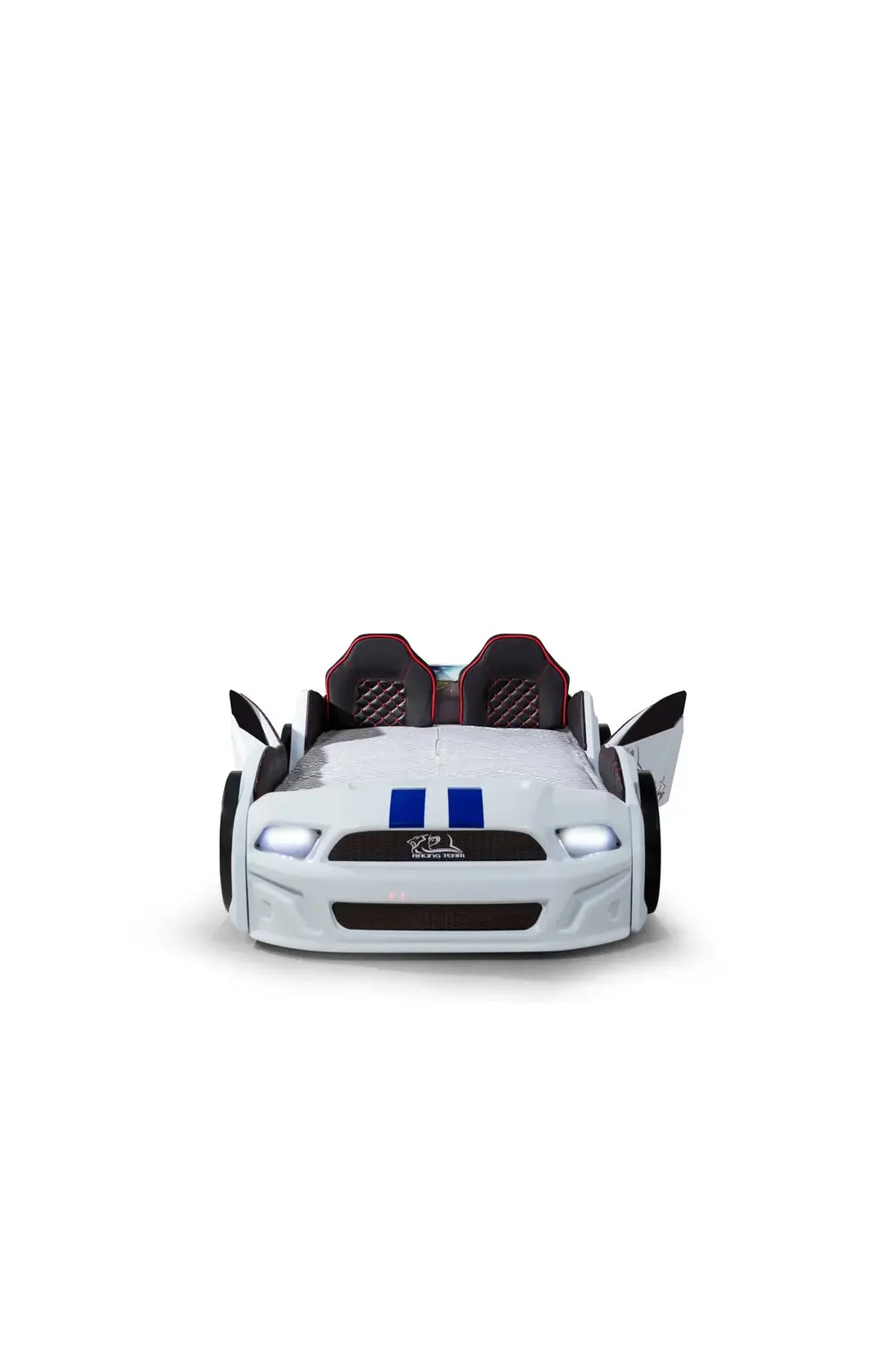 Beyaz Arabalı Yatak Kapıları Açılan Mustang Full Ledli Kumandalı