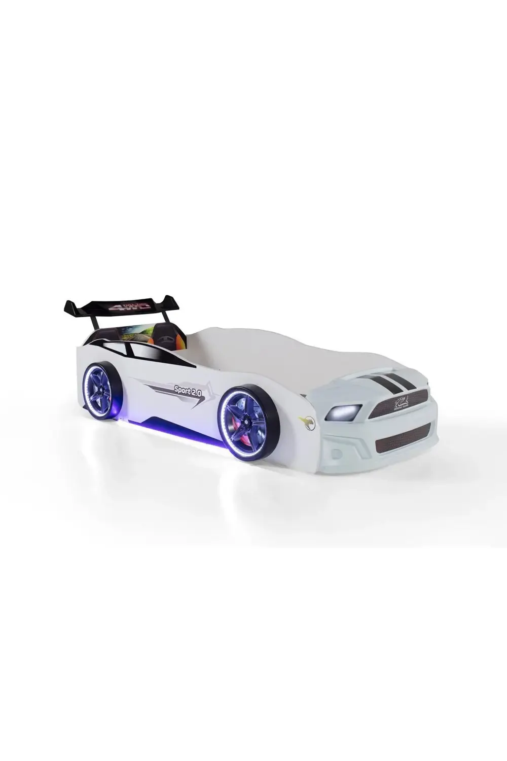 Beyaz Arabalı Yatak Sport Mst Full Ledli Işıklı