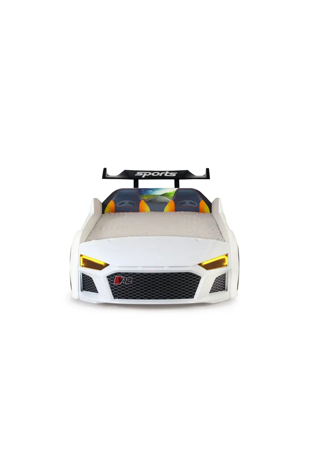 Beyaz Arabalı Yatak V12 Audi Işıklı Full Plastik