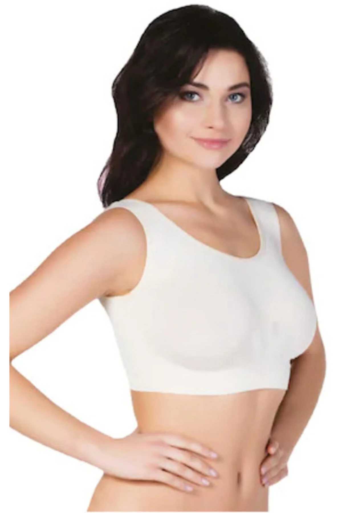 Beyaz Askılı Sütyen Sporcu Pedli Bustiyer 5322